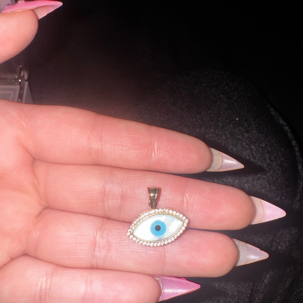 Evil Eye Pendant with Blue and White Accents